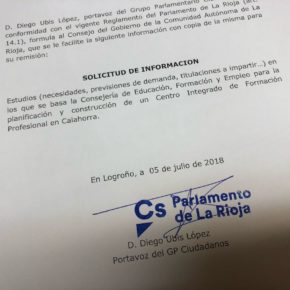 Ciudadanos insta a la consejería de Educación a informar sobre los planes previstos para el futuro Centro Integrado de FP en Calahorra